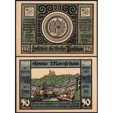 Allemagne - Notgeld - Monschau - 50 pfennig - Type 1 - 01/07/1921 - Etat : NEUF