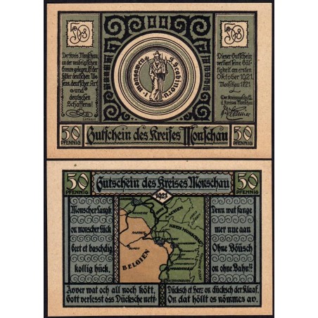 Allemagne - Notgeld - Monschau - 50 pfennig - Type 3 - 01/07/1921 - Etat : NEUF