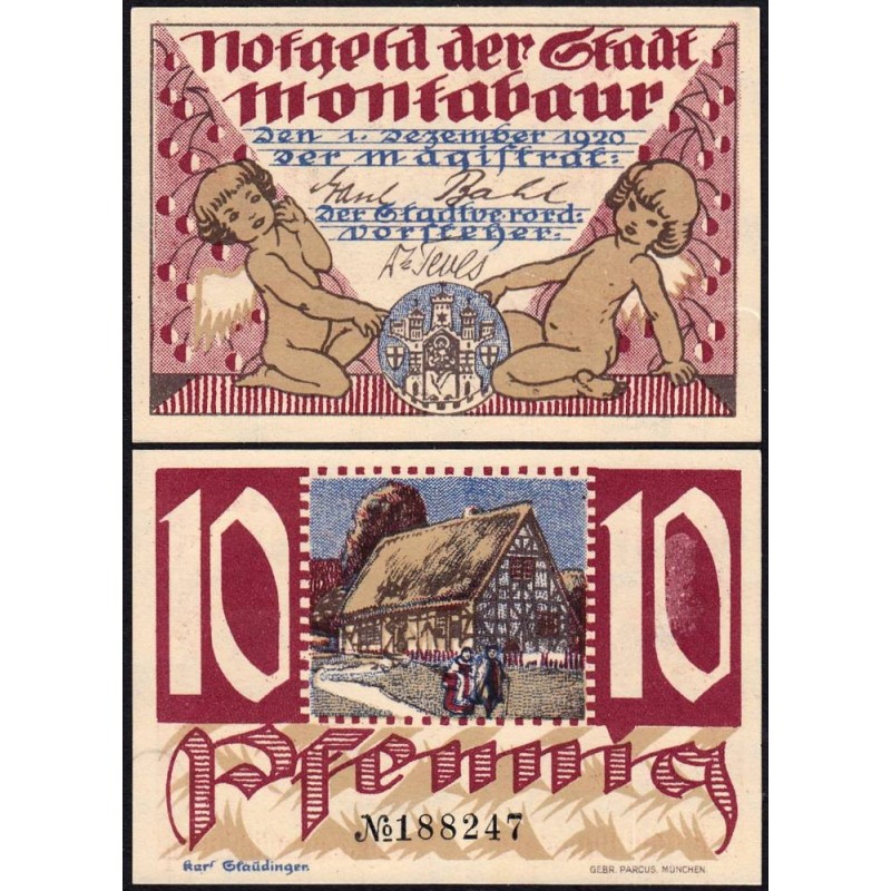 Allemagne - Notgeld - Montabaur - 10 pfennig - 01/12/1920 - Etat : SPL+