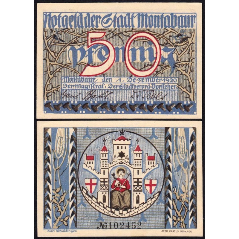 Allemagne - Notgeld - Montabaur - 50 pfennig - 01/12/1920 - Etat : NEUF