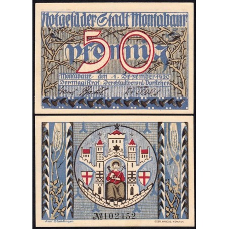 Allemagne - Notgeld - Montabaur - 50 pfennig - 01/12/1920 - Etat : NEUF