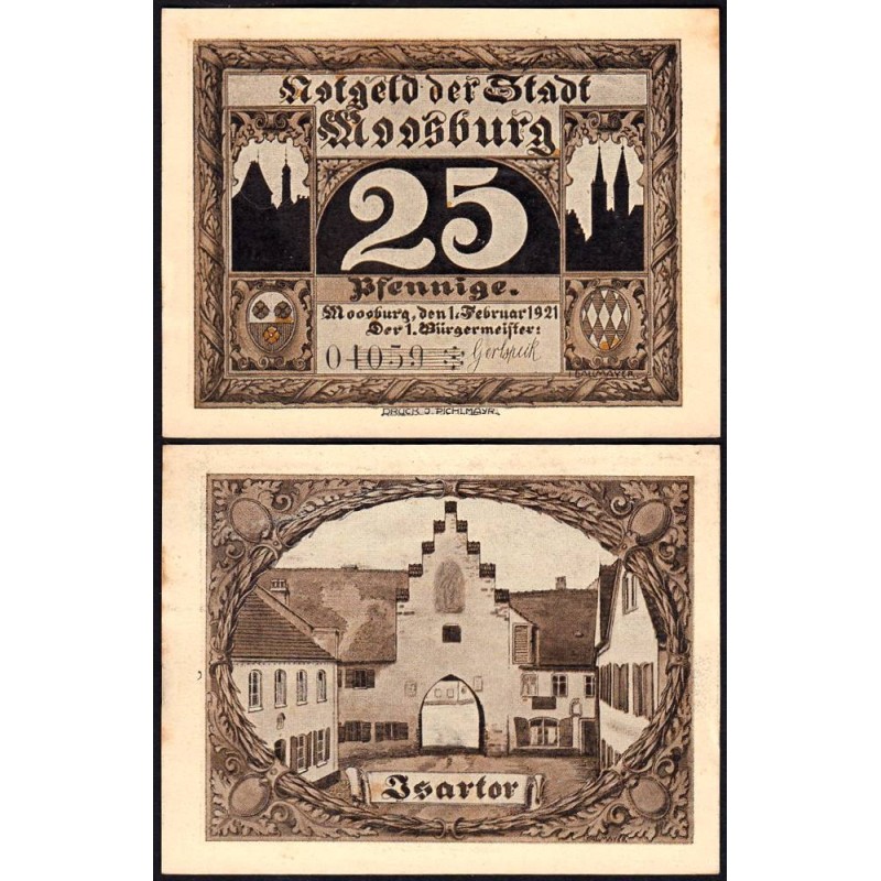 Allemagne - Notgeld - Moosburg - 25 pfennig - Type 1 - 01/02/1921 - Etat : SUP+