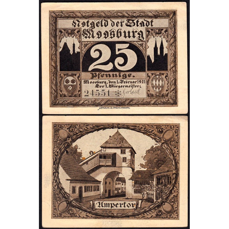 Allemagne - Notgeld - Moosburg - 25 pfennig - Type 2 - 01/02/1921 - Etat : TTB+