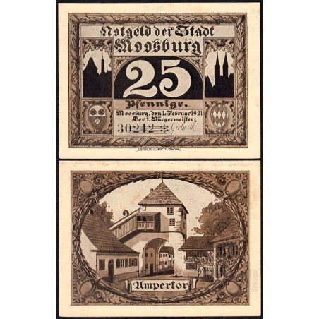 Allemagne - Notgeld - Moosburg - 25 pfennig - Type 2 - 01/02/1921 - Etat : SPL+