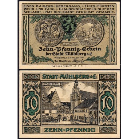 Allemagne - Notgeld - Mühlberg - 10 pfennig - 01/07/1921 - Etat : pr.NEUF
