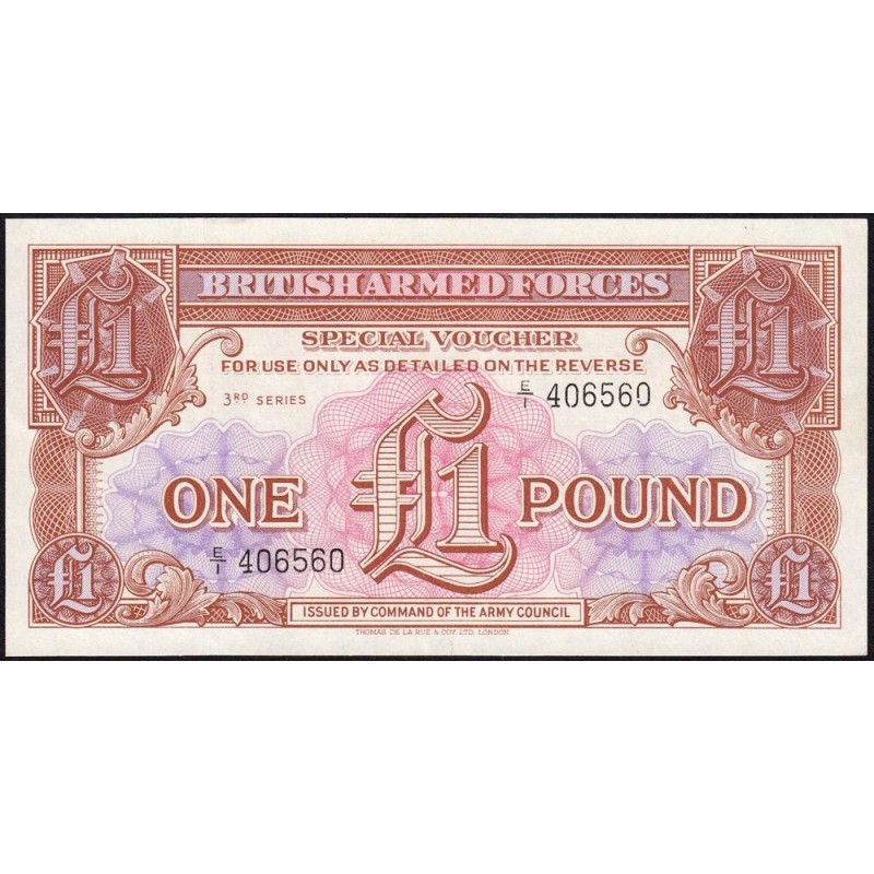 Grande-Bretagne - Billet militaire - Pick M29 - 1 pound - Série E/1 - 1956 - Etat : SUP