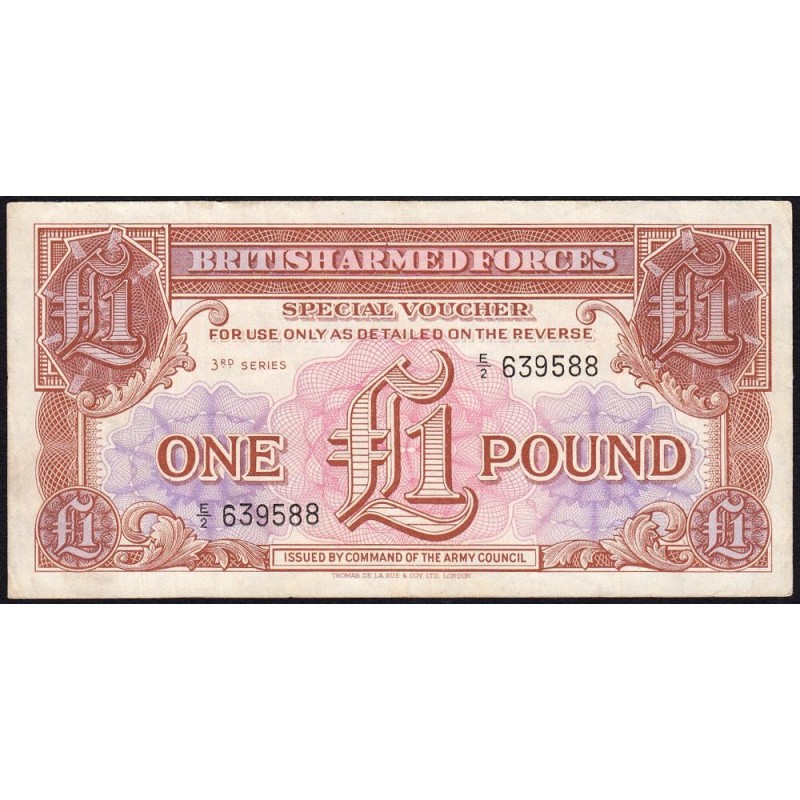 Grande-Bretagne - Billet militaire - Pick M29 - 1 pound - Série E/2 - 1956 - Etat : TTB-