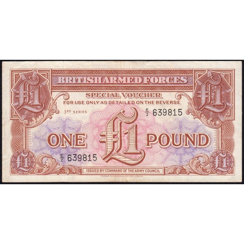 Grande-Bretagne - Billet militaire - Pick M29 - 1 pound - Série E/2 - 1956 - Etat : TTB