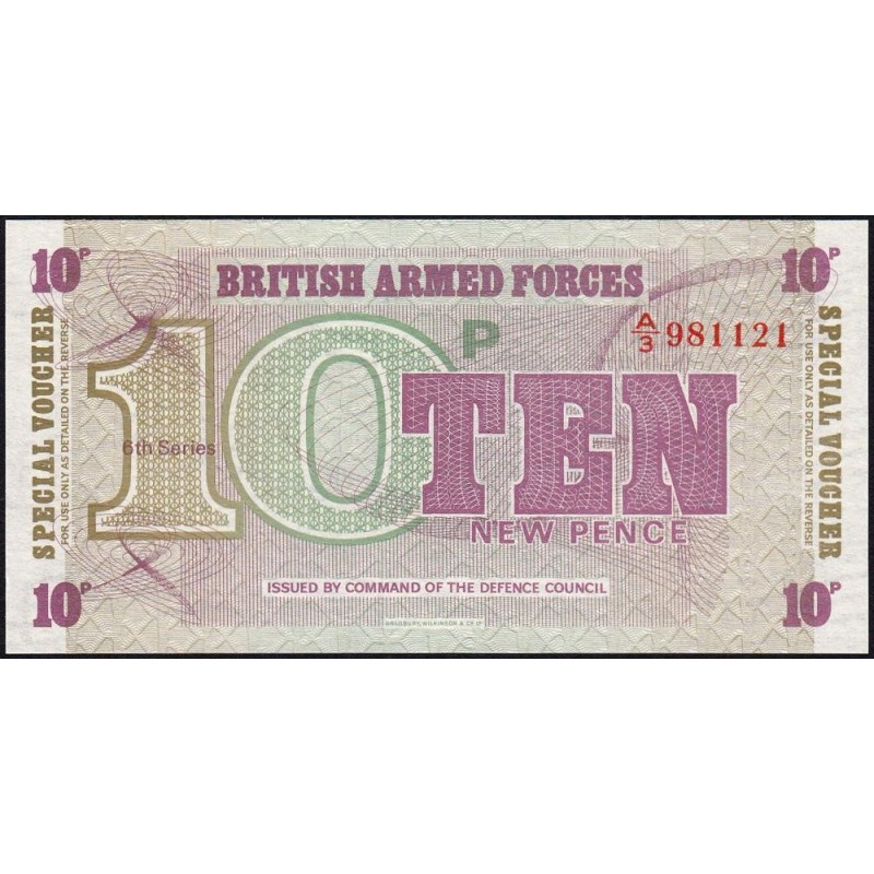 Grande-Bretagne - Billet militaire - Pick M48 - 10 new pence - Série A/3 - 1972 - Etat : NEUF