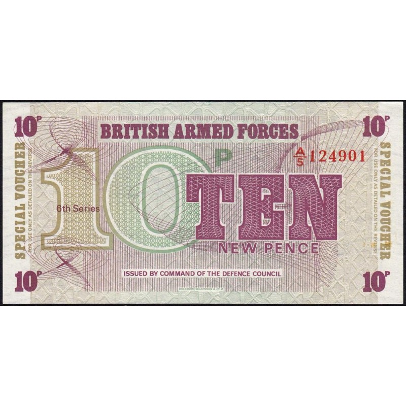 Grande-Bretagne - Billet militaire - Pick M48 - 10 new pence - Série A/5 - 1972 - Etat : NEUF
