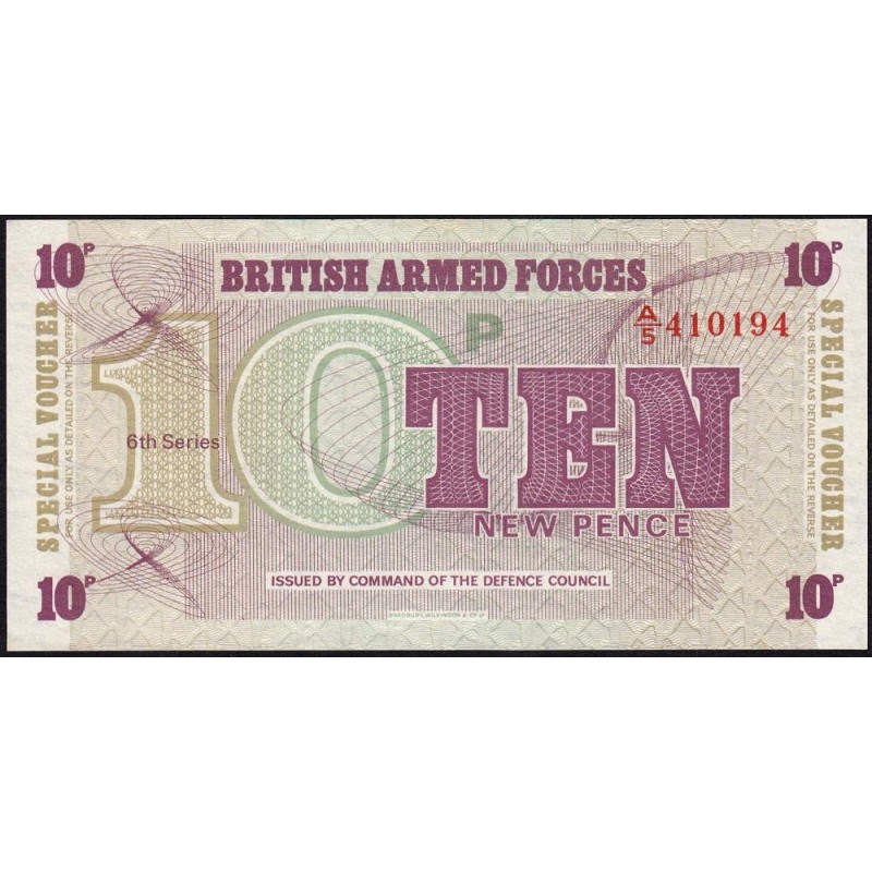 Grande-Bretagne - Billet militaire - Pick M48 - 10 new pence - Série A/5 - 1972 - Etat : NEUF