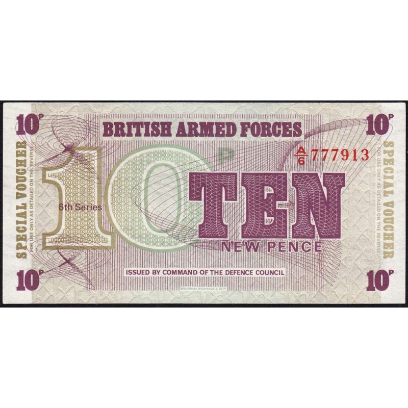 Grande-Bretagne - Billet militaire - Pick M48 - 10 new pence - Série A/6 - 1972 - Etat : NEUF