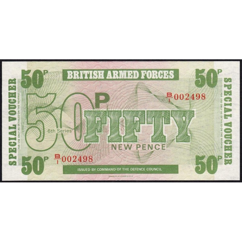 Grande-Bretagne - Billet militaire - Pick M49 - 50 new pence - Série B/1 - 1972 - Etat : NEUF