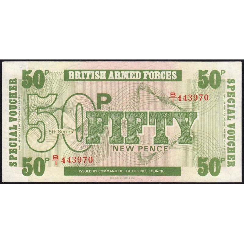 Grande-Bretagne - Billet militaire - Pick M49 - 50 new pence - Série B/1 - 1972 - Etat : NEUF
