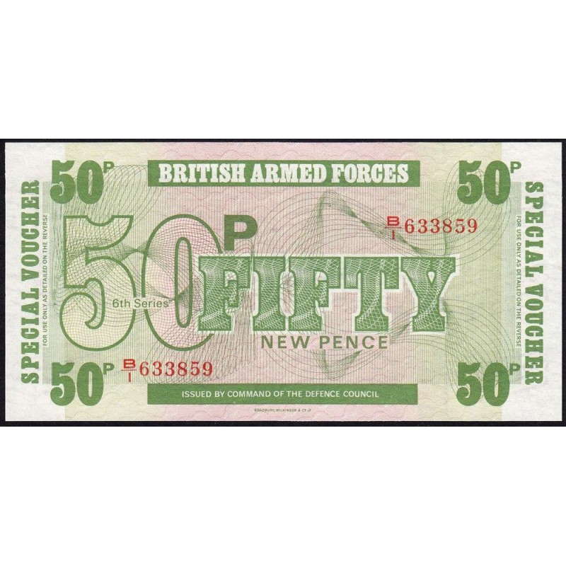 Grande-Bretagne - Billet militaire - Pick M49 - 50 new pence - Série B/1 - 1972 - Etat : NEUF
