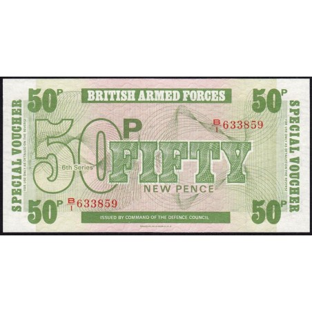 Grande-Bretagne - Billet militaire - Pick M49 - 50 new pence - Série B/1 - 1972 - Etat : NEUF