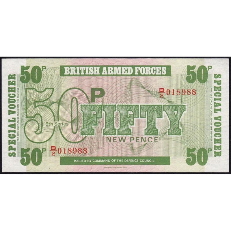 Grande-Bretagne - Billet militaire - Pick M49 - 50 new pence - Série B/2 - 1972 - Etat : NEUF