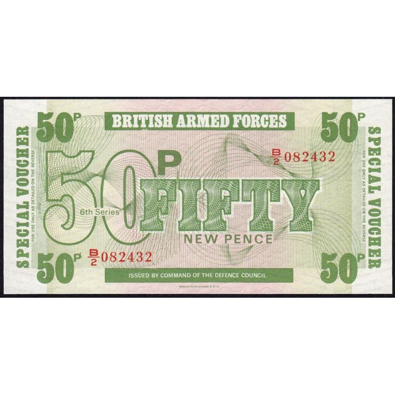 Grande-Bretagne - Billet militaire - Pick M49 - 50 new pence - Série B/2 - 1972 - Etat : NEUF