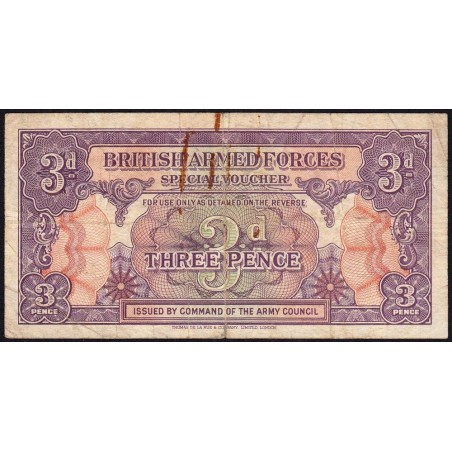 Grande-Bretagne - Billet militaire - Pick M9a - 3 pence - Sans série - 1946/1947 - Etat : TB-