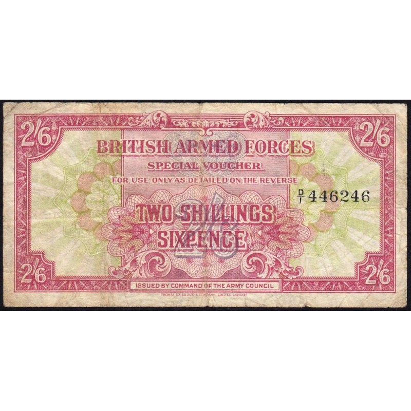 Grande-Bretagne - Billet militaire - Pick M12a - 2 shillings 6 pence - Sans série - 1946/1947 - Etat : TB-