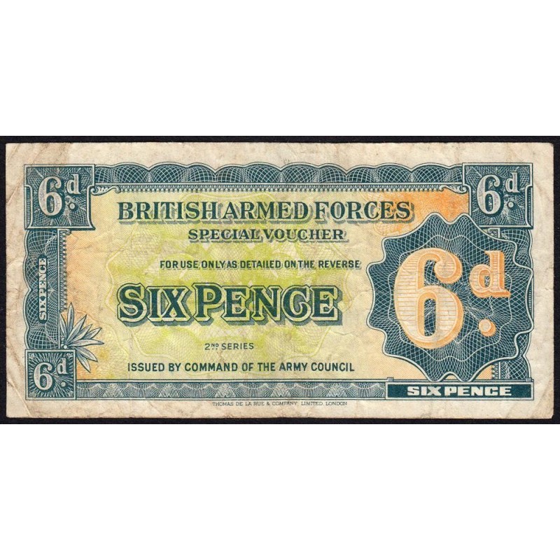 Grande-Bretagne - Billet militaire - Pick M17a - 6 pence - Sans série - 1948 - Etat : TB