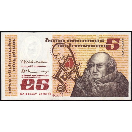 Irlande - Pick 71a - 5 pounds - Série IKA - 26/02/1976 - Etat : SPL+