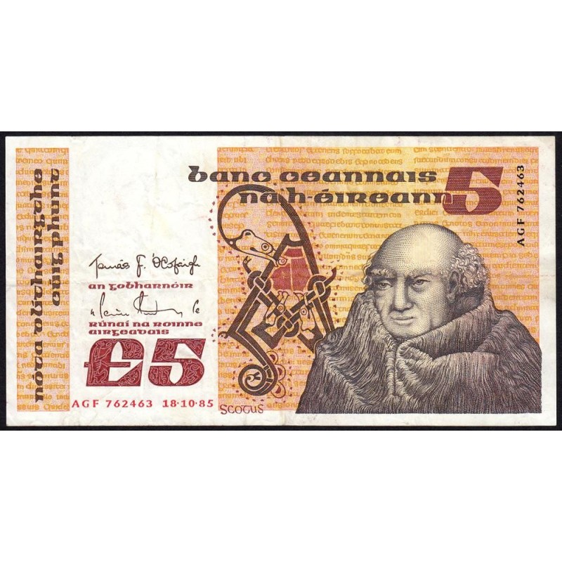Irlande - Pick 71d - 5 pounds - Série AGF - 18/10/1985 - Etat : TTB-