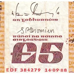 Irlande - Pick 71e - 5 pounds - Série EDF - 14/09/1988 - Etat : TB
