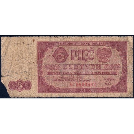 Pologne - Pick 135_2 - 5 zlotych - Série AI - 01/07/1948 - Etat : AB