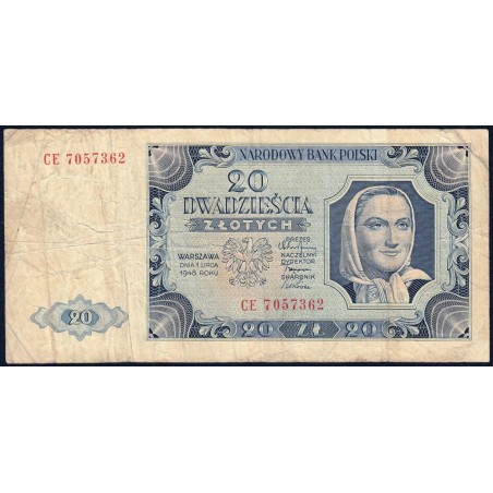 Pologne - Pick 137_3a1 - 20 zlotych - Série CE - 01/07/1948 - Etat : TB-