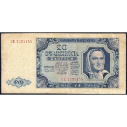 Pologne - Pick 137_3a1 - 20 zlotych - Série CE - 01/07/1948 - Etat : TB