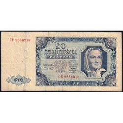 Pologne - Pick 137_3a1 - 20 zlotych - Série CE - 01/07/1948 - Etat : TB-