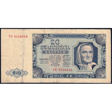 Pologne - Pick 137_3a1 - 20 zlotych - Série CE - 01/07/1948 - Etat : TB-