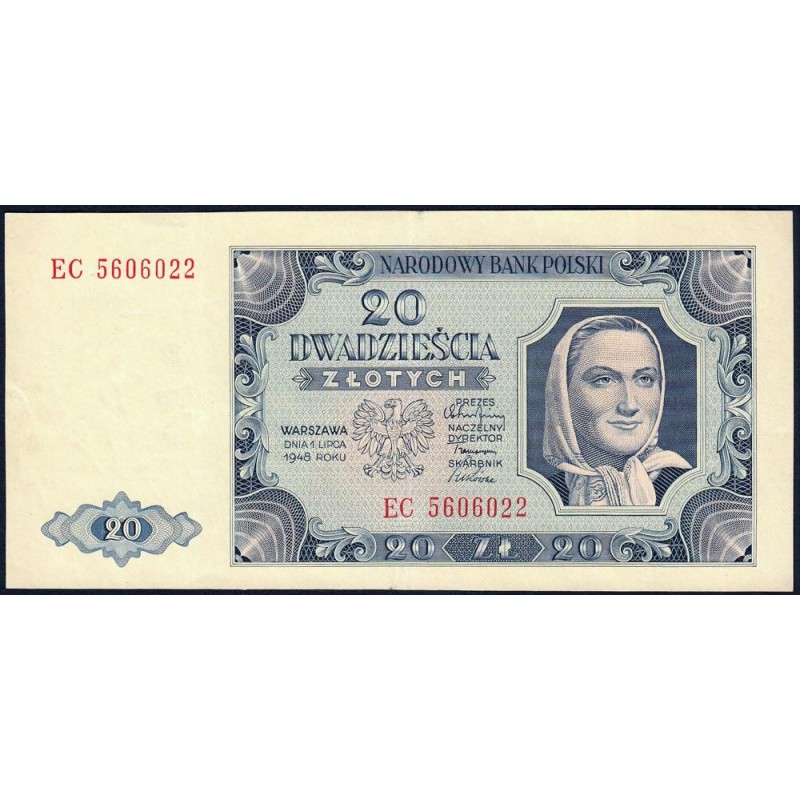Pologne - Pick 137_3b1 - 20 zlotych - Série EC - 01/07/1948 - Etat : SUP