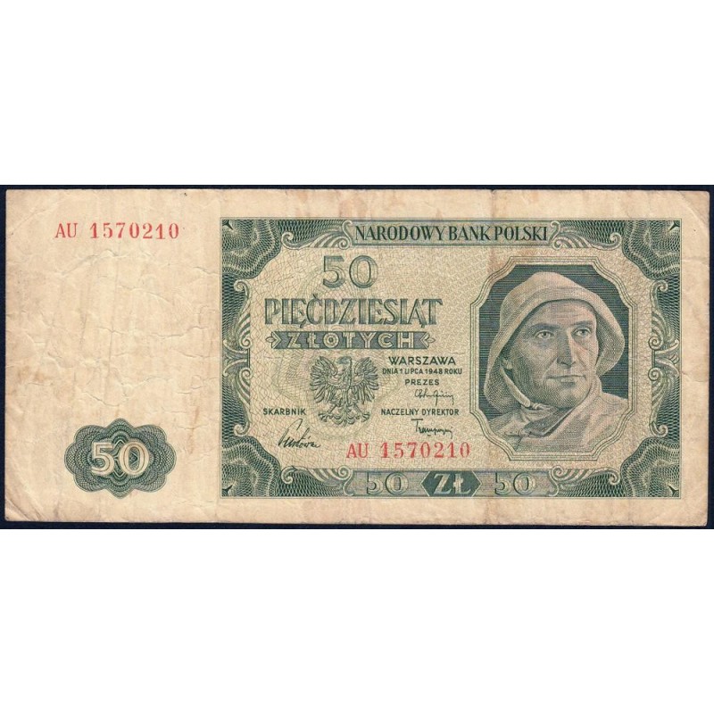 Pologne - Pick 138_3a - 50 zlotych - Série AU - 01/07/1948 - Etat : TB-