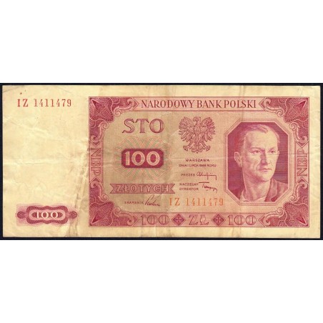 Pologne - Pick 139_a3 - 100 zlotych - Série IZ - 01/07/1948 - Etat : TB-