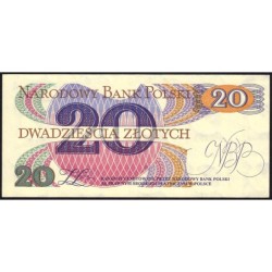 Pologne - Pick 149b - 20 zlotych - Série AM - 01/06/1982 - Etat : SPL