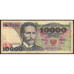 Pologne - Pick 151b_2 - 10'000 zlotych - Série BM - 01/12/1988 - Etat : B+