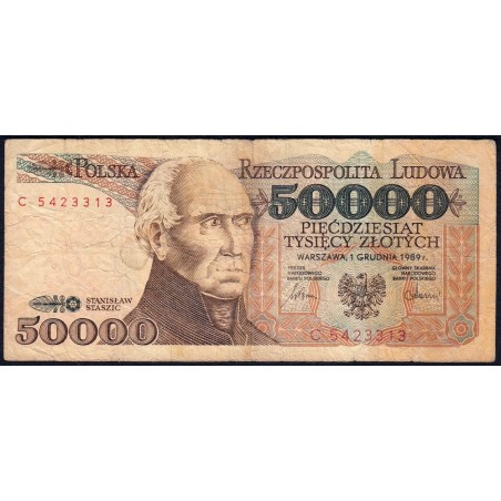 Pologne - Pick 153a_1 - 50'000 zlotych - Série C - 01/12/1989 - Etat : B