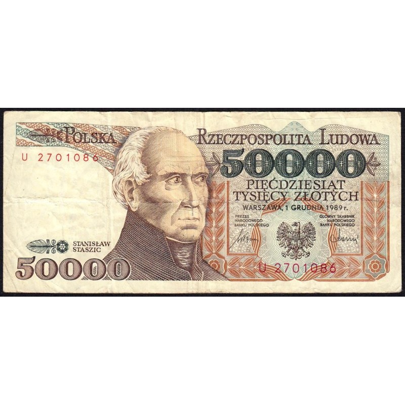 Pologne - Pick 153a_1 - 50'000 zlotych - Série U - 01/12/1989 - Etat : TB-