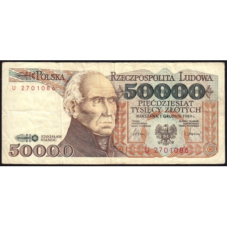 Pologne - Pick 153a_1 - 50'000 zlotych - Série U - 01/12/1989 - Etat : TB-