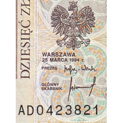 Pologne - Pick 173a_1 - 10 zlotych - Série AD - 25/03/1994 - Etat : TTB-