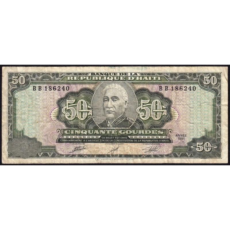 Haïti - Pick 257a_1 - 50 gourdes - Série BB - 1991 - Etat : TB-
