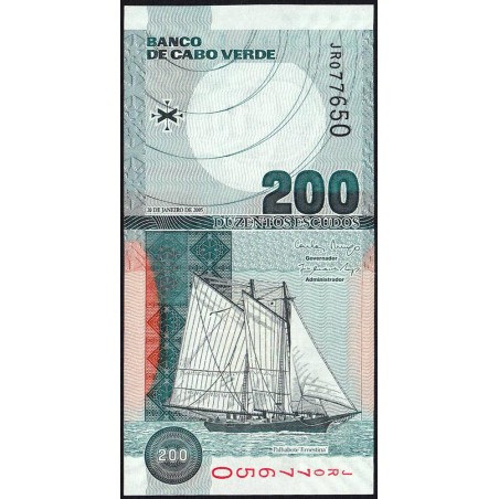 Cap-Vert - Pick 68a - 200 escudos - Série JR - 20/01/2005 - Etat : NEUF