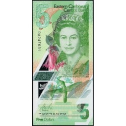 Etats de l'Est des Caraïbes - Pick 56 - 5 dollars - Série DA - 2021 - Polymère - Etat : NEUF