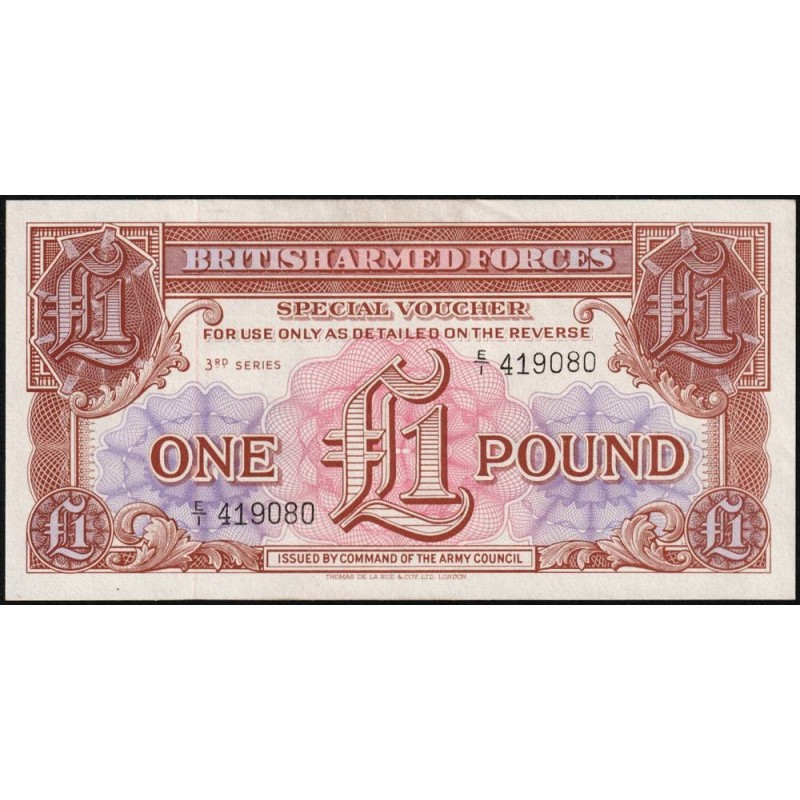 Grande-Bretagne - Billet militaire - Pick M29 - 1 pound - Série E/1 - 1956 - Etat : TTB+