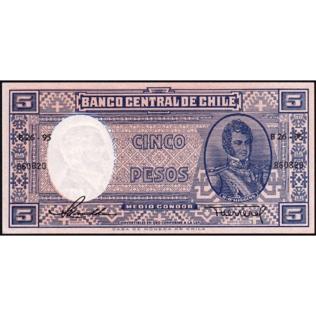 Chili - Pick 119_1 - 5 pesos (1/2 condor) - Série B26-95 - 1958 - Etat : NEUF