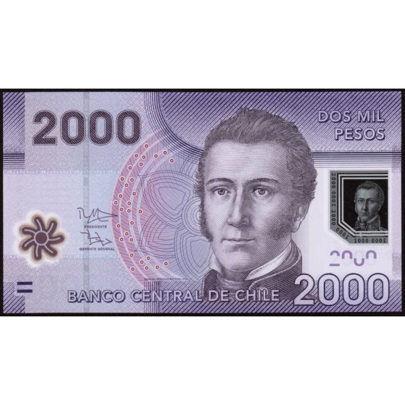 Chili - Pick 162d - 2'000 pesos - Série DJ - 2014 - Polymère - Etat : NEUF