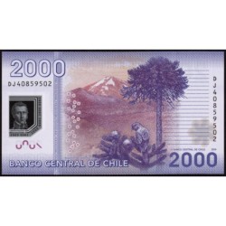 Chili - Pick 162d - 2'000 pesos - Série DJ - 2014 - Polymère - Etat : NEUF