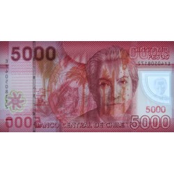 Chili - Pick 163e - 5'000 pesos - Série EF - 2014 - Polymère - Etat : NEUF